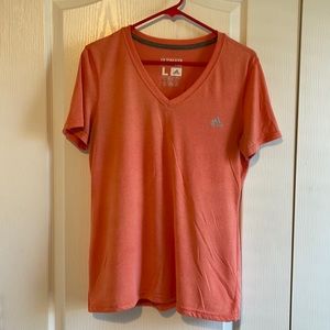 L grey Adidas ultimate  tee. Coral. GUC.